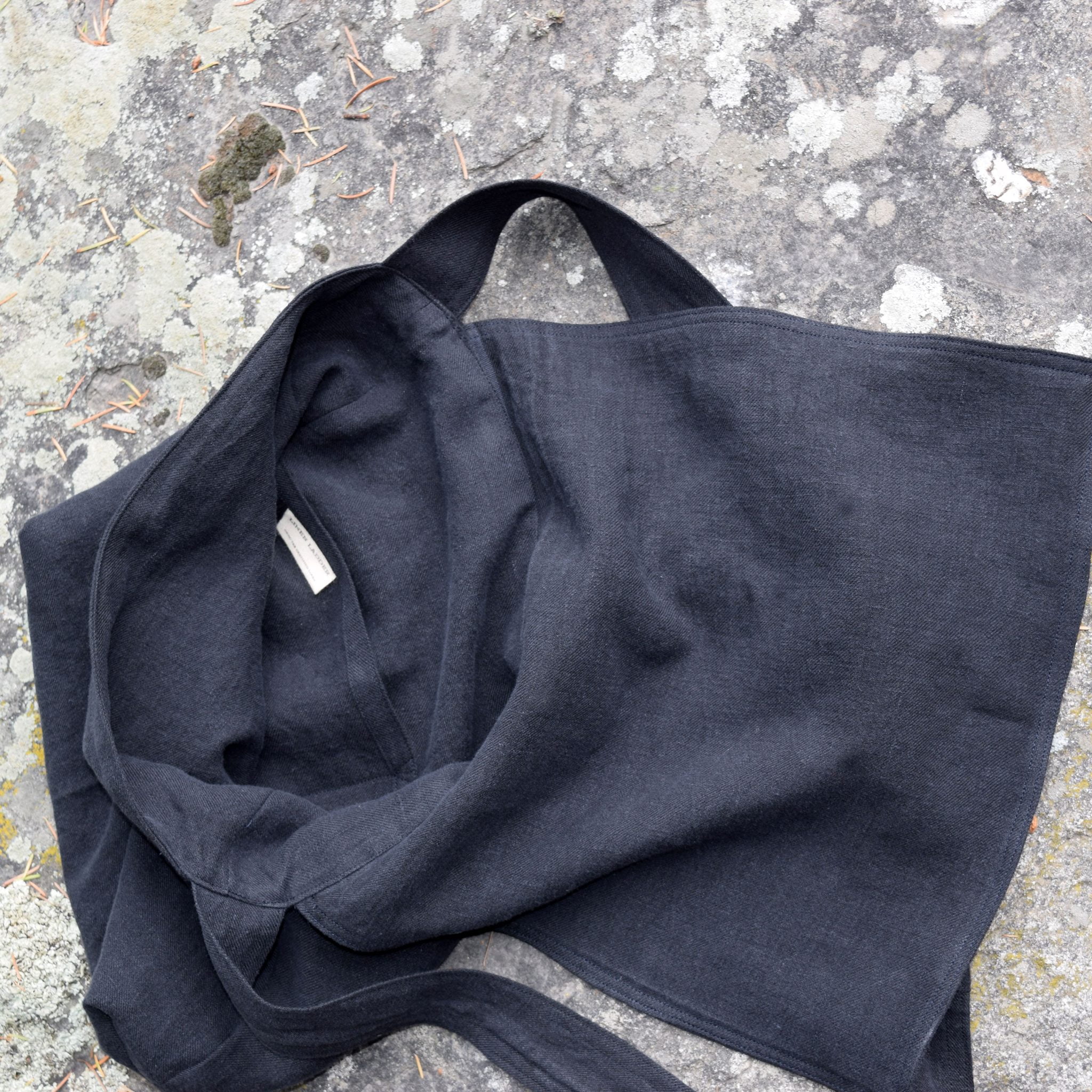 Black Smoke Linen Crossbody Messenger Bag