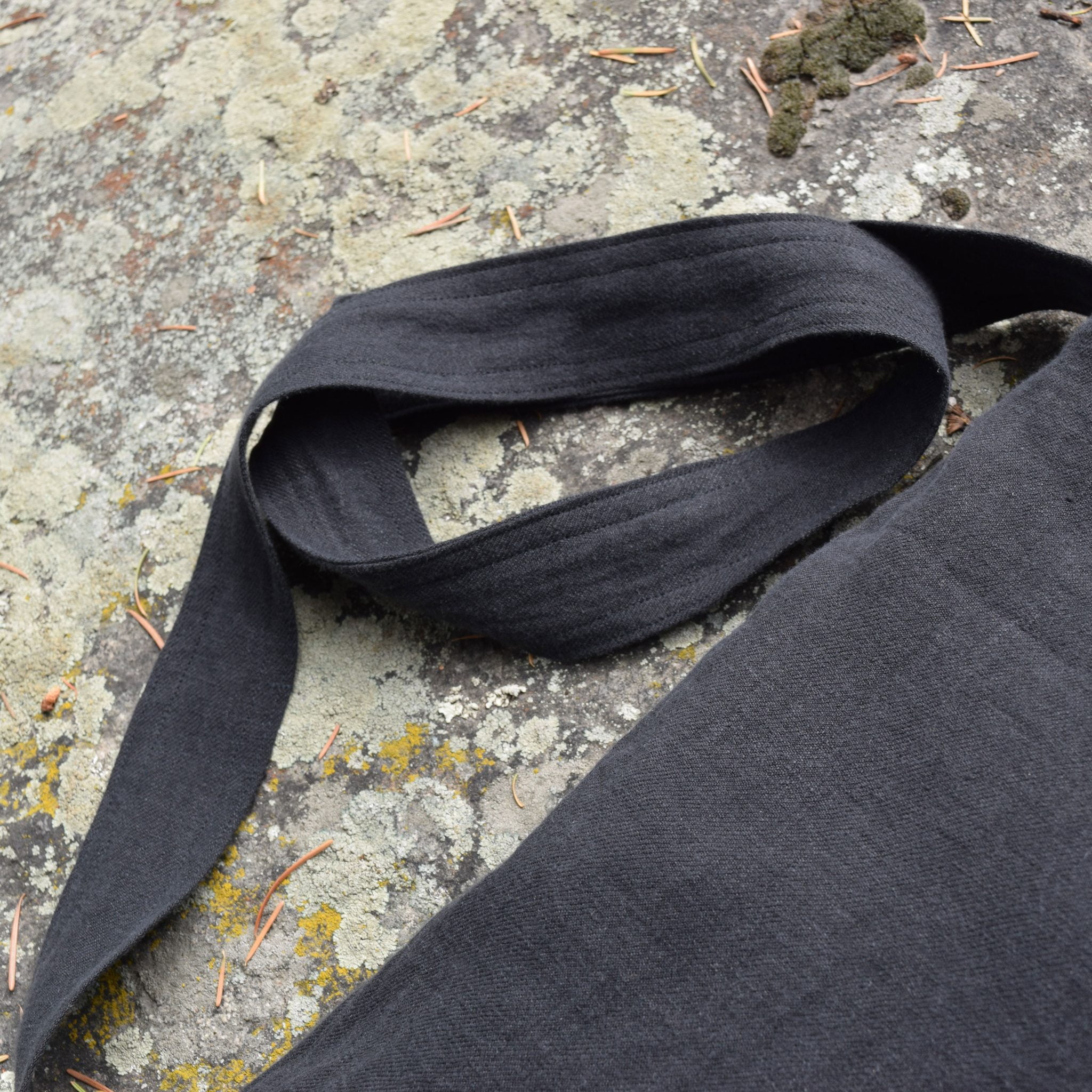 Black Linen Crossbody Messenger Bag
