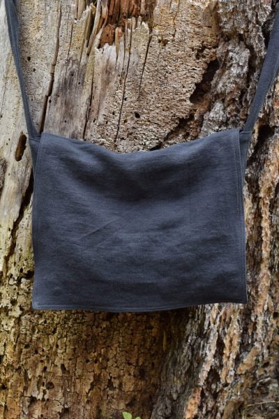Black Linen Messenger Bag