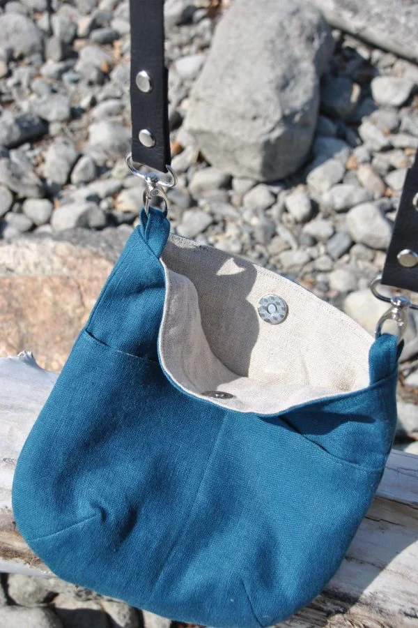 Denim Linen Crossbody Bag