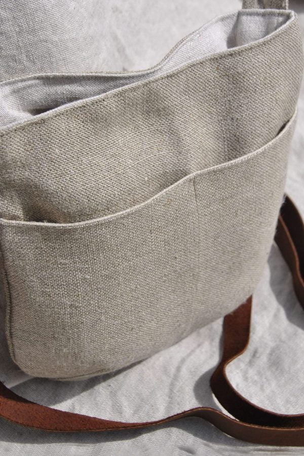 Natural Linen Crossbody Bag