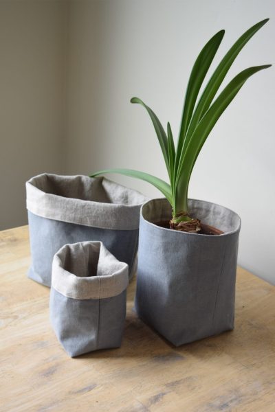 Sage/Natural Reversible Linen Baskets | 5 sizes
